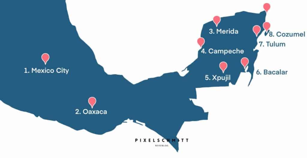Mexiko Sehenswürdigkeiten: 9 tolle Ziele für deine Rundreise Unsere Route durch Mexiko: Das waren unsere Stopps für 4 Wochen